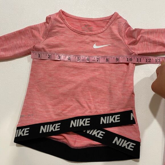 Nike Dri-Fit Pink Long Sleeve Logo Hem Top Girls 2T • Athletic Shirt - Picture 4 of 8